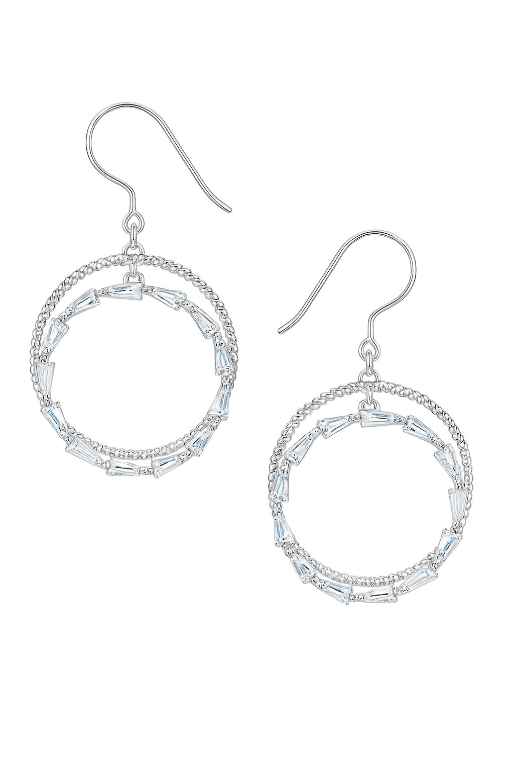 MINIMAL DIAMOND HOOPS SILVER EARRINGS