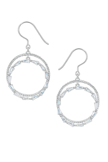 MINIMAL DIAMOND HOOPS SILVER EARRINGS