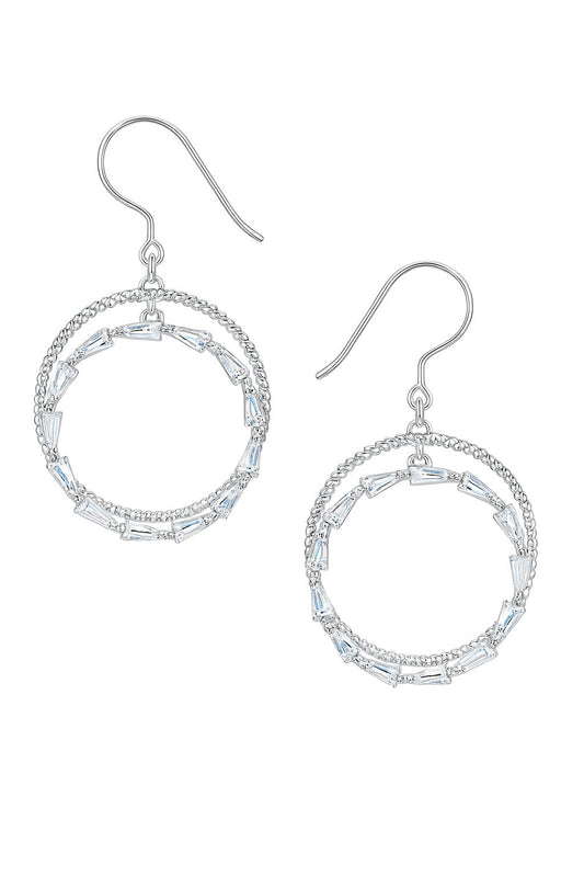 MINIMAL DIAMOND HOOPS SILVER EARRINGS