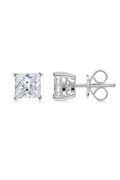 CLASSIC PRINCESS SOLITAIRE STUDS SILVER EARRINGS