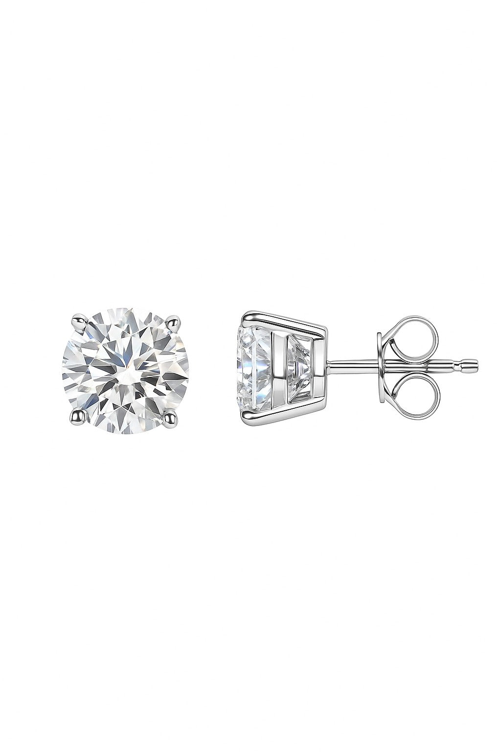 2Cts Solitaire Studs Silver Earrings