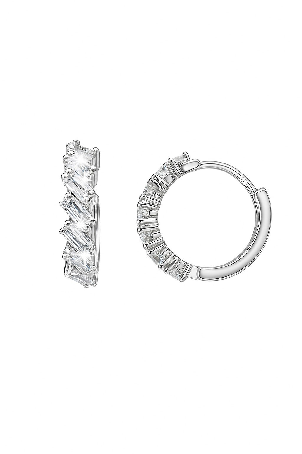 MINIMAL HOOPS DIAMOND SILVER EARRINGS