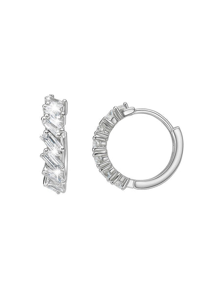 MINIMAL HOOPS DIAMOND SILVER EARRINGS