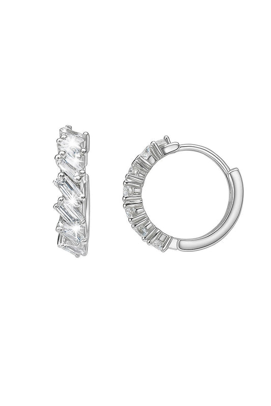MINIMAL HOOPS DIAMOND SILVER EARRINGS