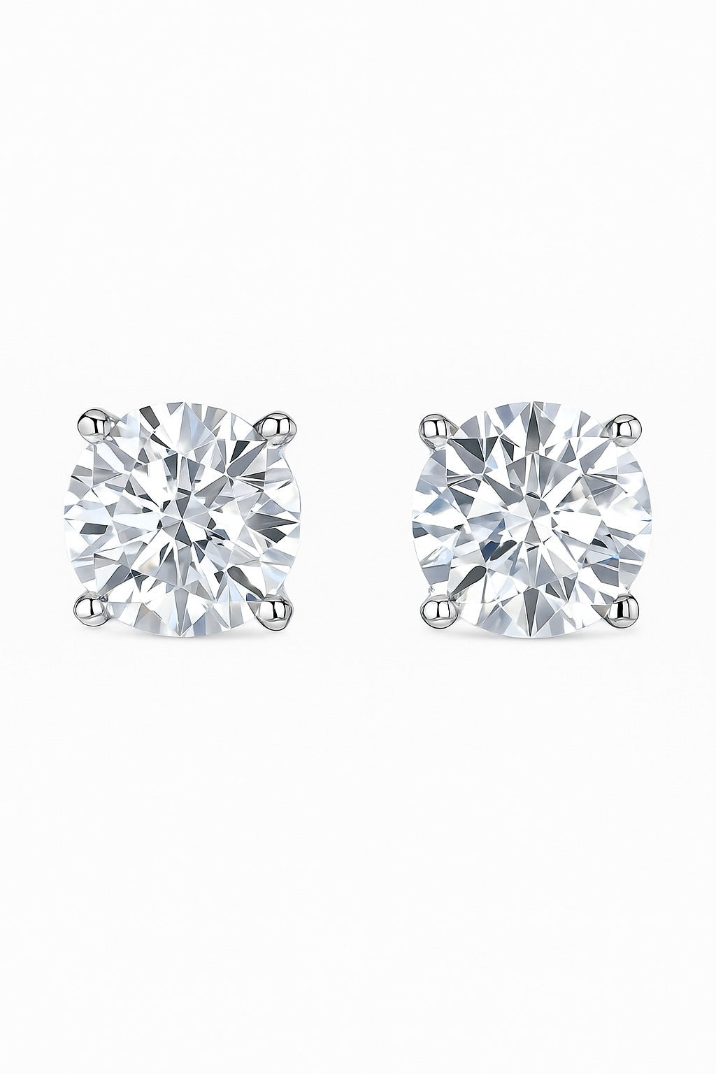 2Cts Solitaire Studs Silver Earrings