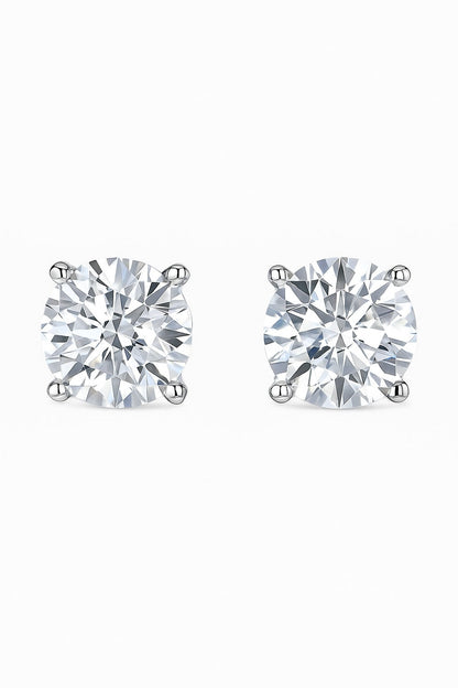 2Cts Solitaire Studs Silver Earrings