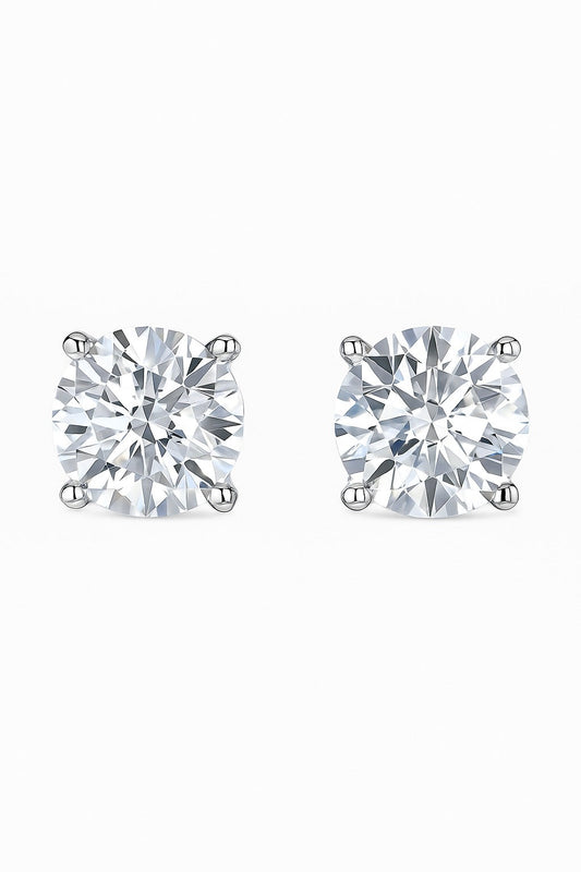 1ct SOLITAIRE STUDS SILVER EARRINGS