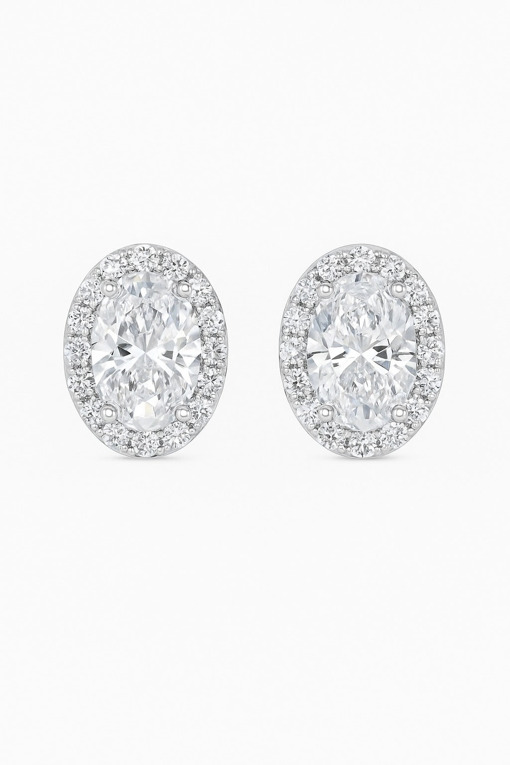 CLASSIC OVAL SOLITAIRE STUDS SILVER EARRINGS