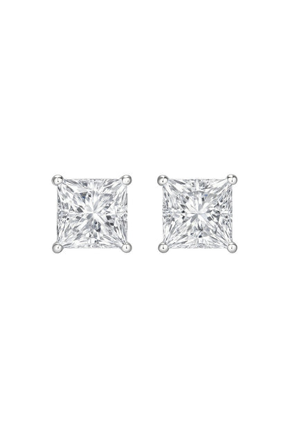 CLASSIC PRINCESS SOLITAIRE STUDS SILVER EARRINGS