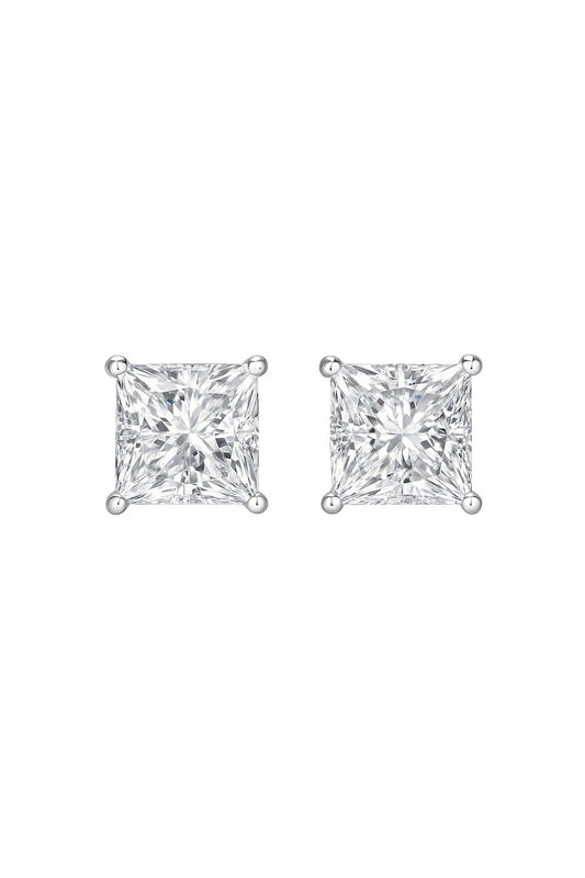 CLASSIC PRINCESS SOLITAIRE STUDS SILVER EARRINGS