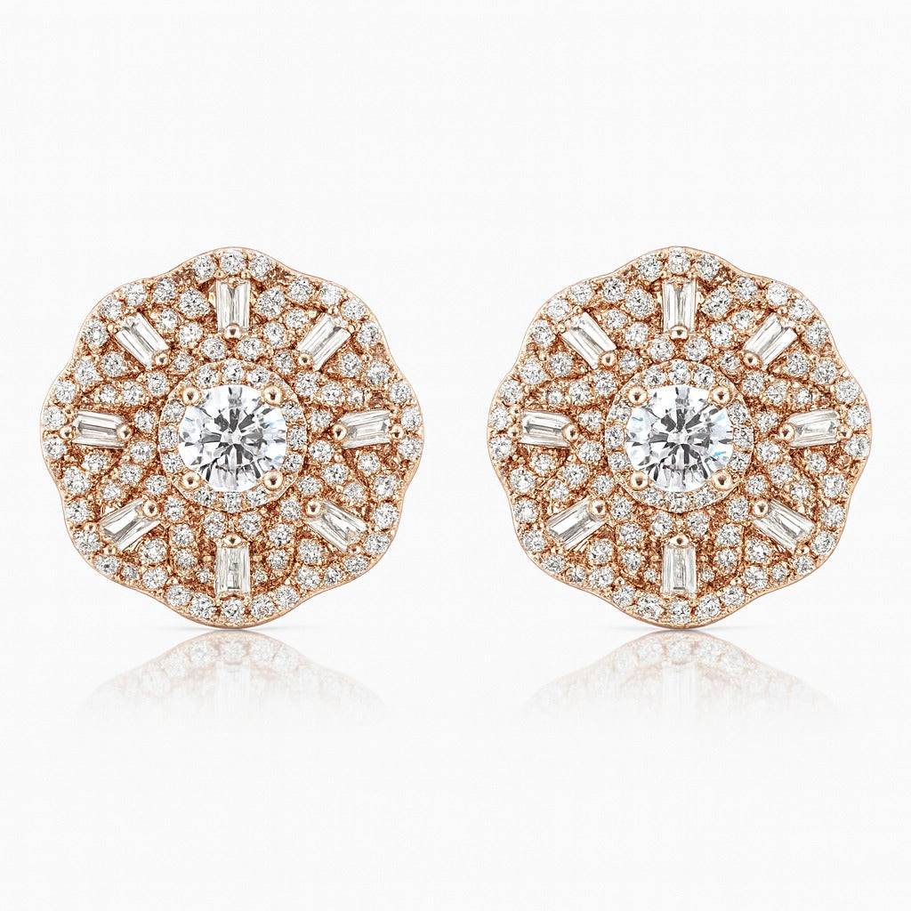 ALLURE DIAMOND ROSE GOLD STUDS SILVER EARRINGS