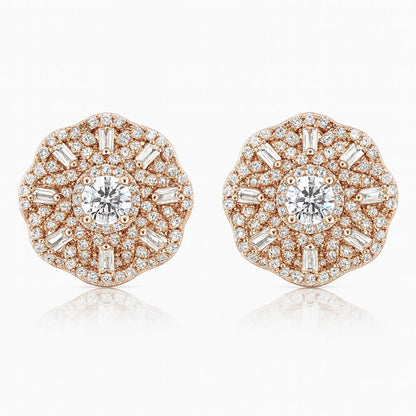 ALLURE DIAMOND ROSE GOLD STUDS SILVER EARRINGS