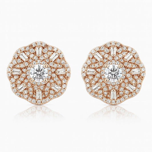 ALLURE DIAMOND ROSE GOLD STUDS SILVER EARRINGS