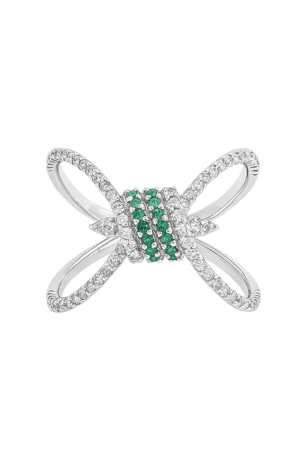 Chic Emerald Diaomond Silver Ring