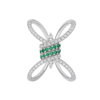 Chic Emerald Diaomond Silver Ring
