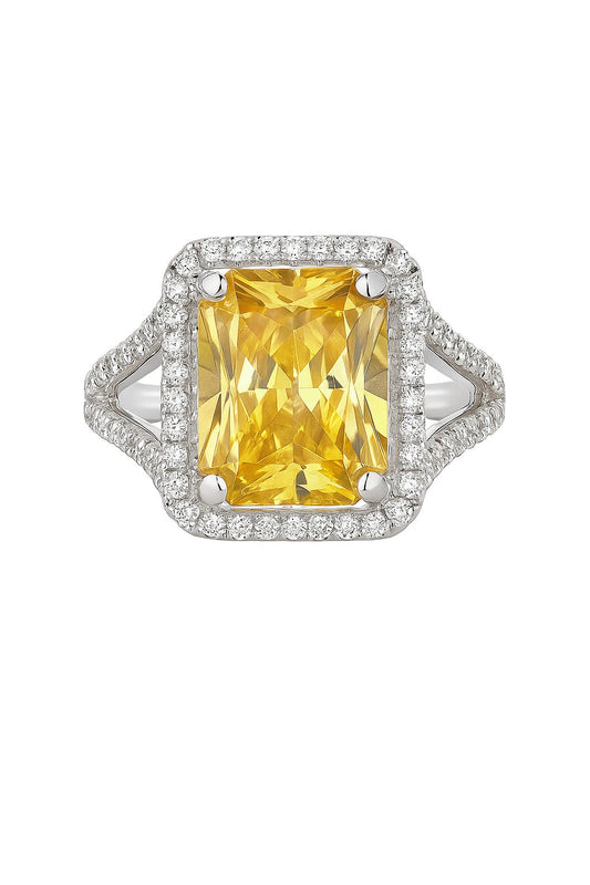 Pure Grace Yellow Diamond Solitaire Silver Ring