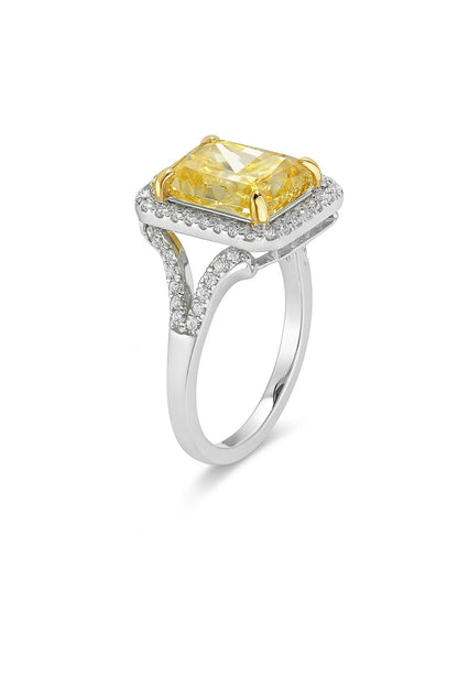 Pure Grace Yellow Diamond Solitaire Silver Ring
