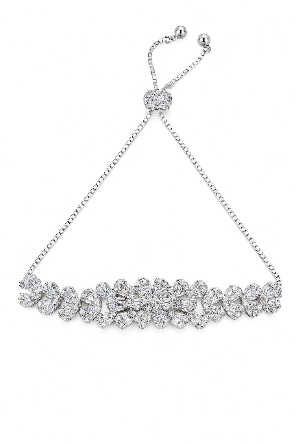 Sleek Spark Diamond Silver Bracelet