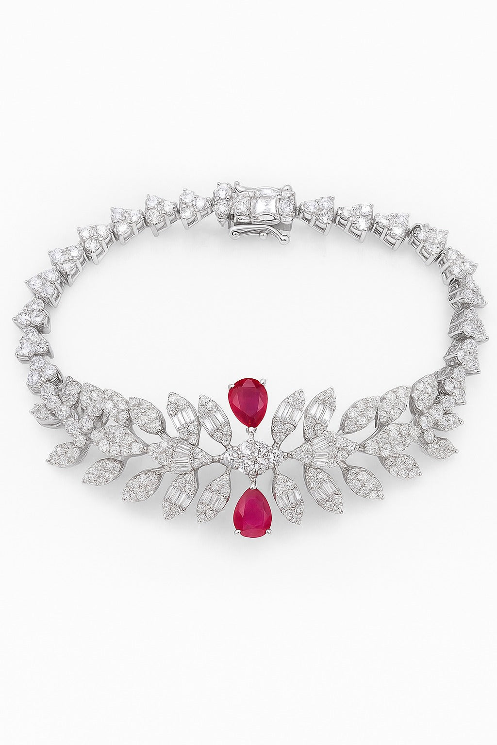 Royal Ruby And Diamond Silver Bracelet