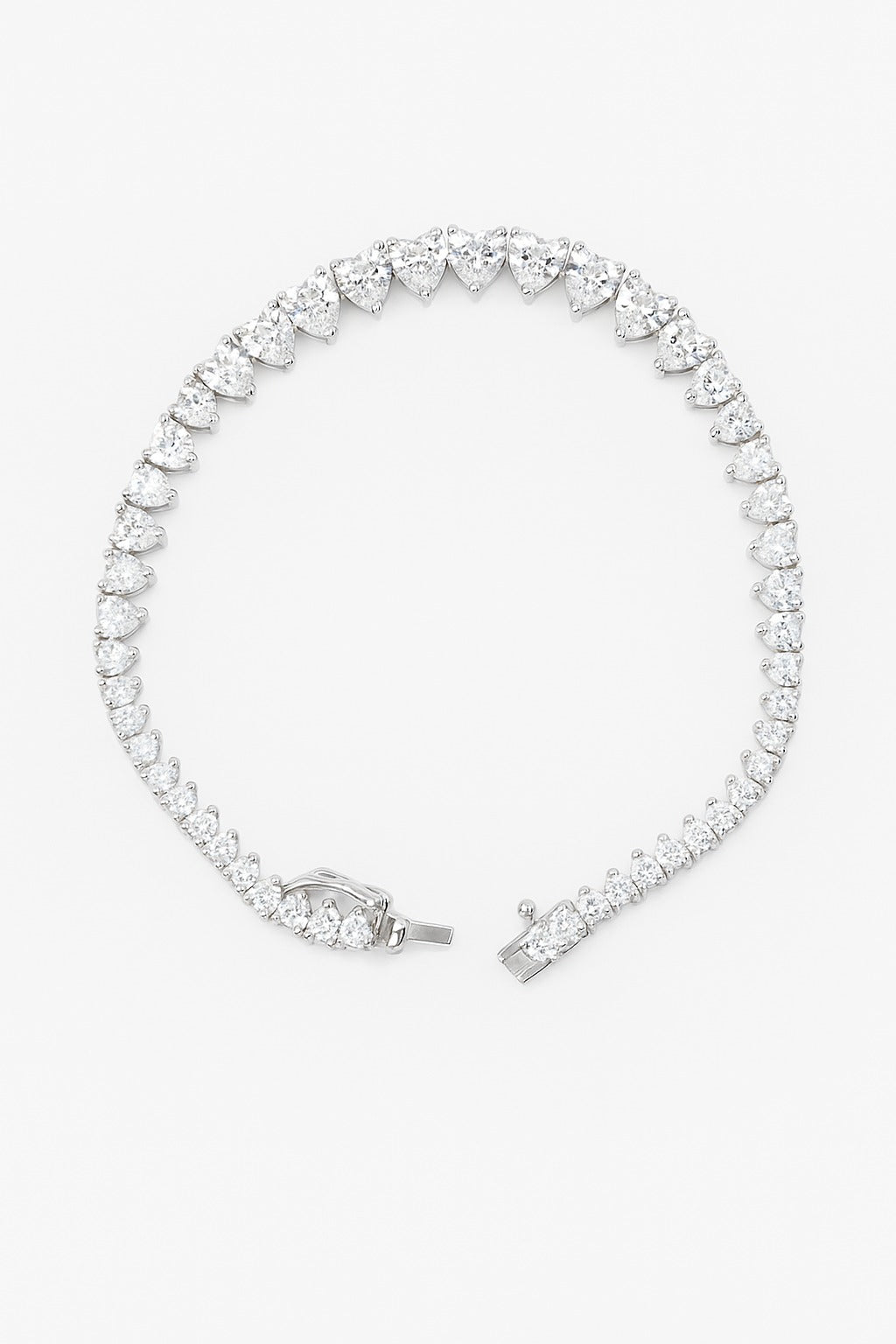 Elegant Heart Tennish Silver Bracelet