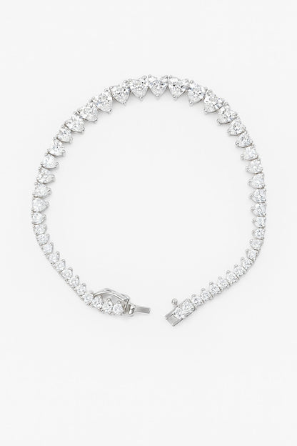 Elegant Heart Tennish Silver Bracelet
