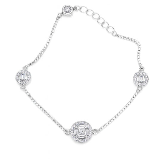 Minimal Diamond Adjustable Silver Bracelet