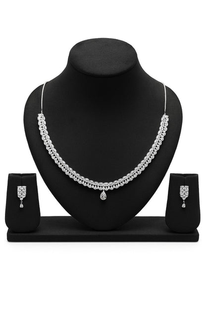 Grace Royale Diamond Silver Necklace Set