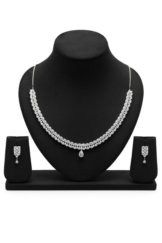 Grace Royale Diamond Silver Necklace Set