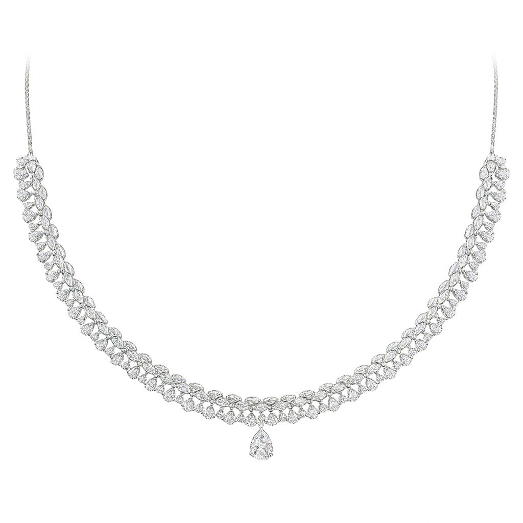 Grace Royale Diamond Silver Necklace Set