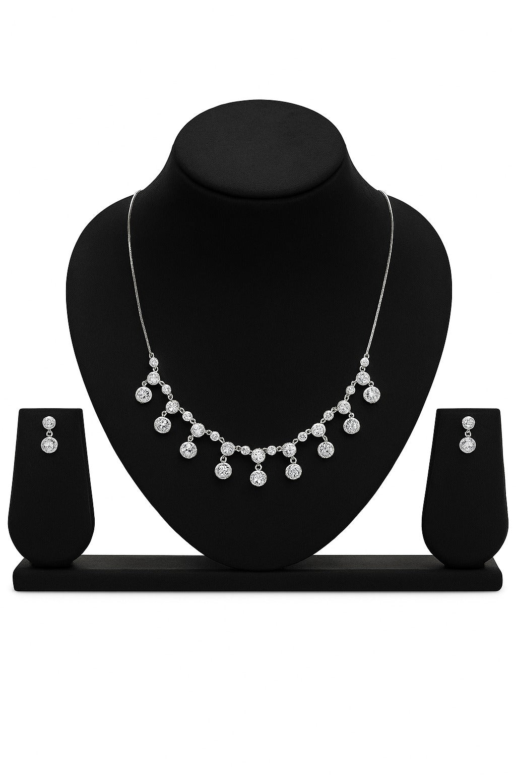 Bella Luna Diamond Silver Necklace Set