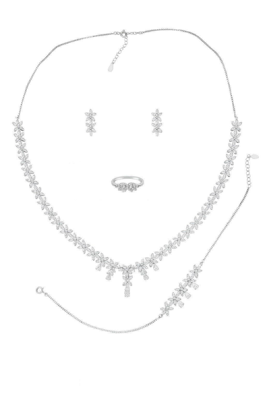 Timeless Diamond Silver Necklace Set