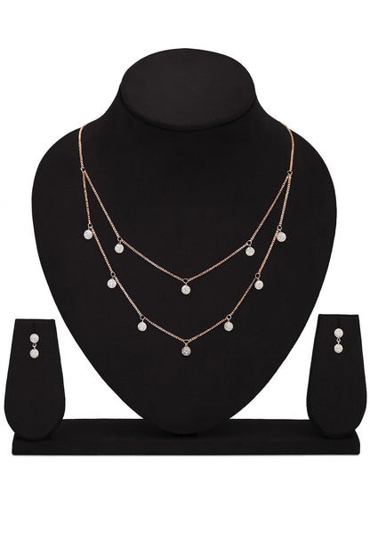Self Love Diamond Rose Gold Silver Necklace Set
