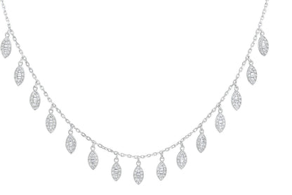 Cocktail Diamond Silver Necklace Set