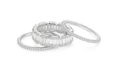 Cocktail Diamond Stack Silver Ring