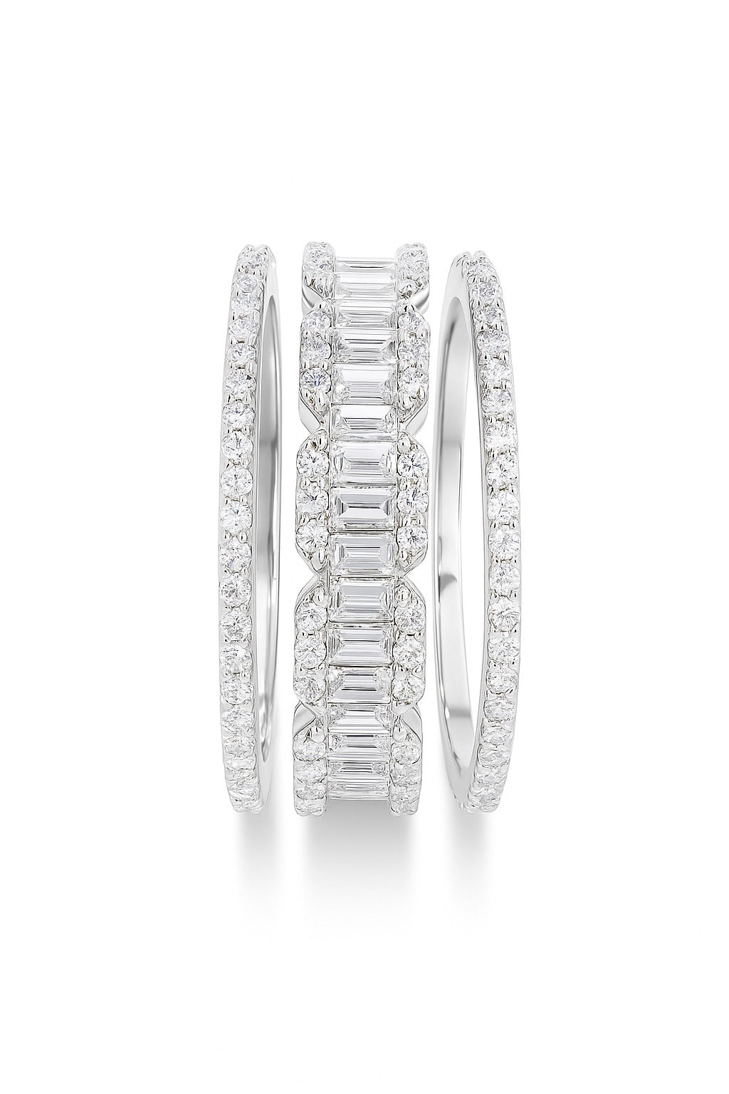 Cocktail Diamond Stack Silver Ring