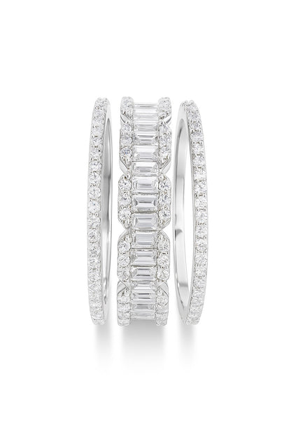 Cocktail Diamond Stack Silver Ring