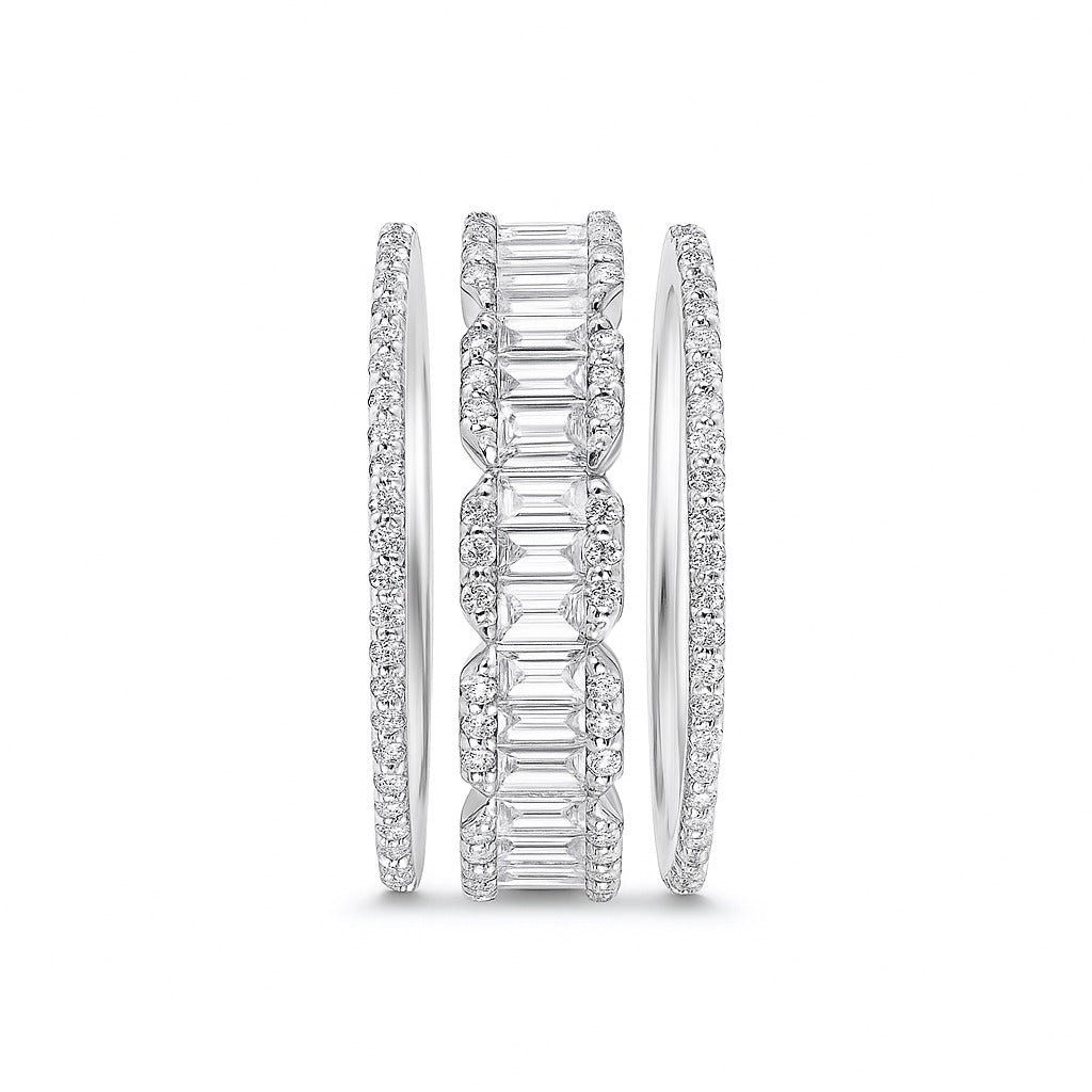 Cocktail Diamond Stack Silver Ring