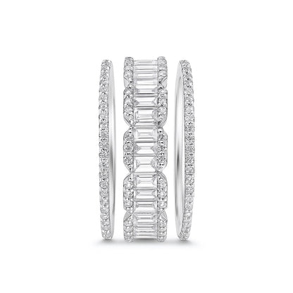 Cocktail Diamond Stack Silver Ring