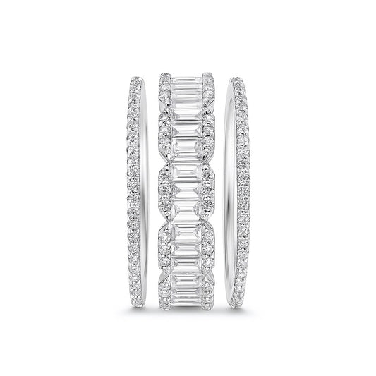 Cocktail Diamond Stack Silver Ring