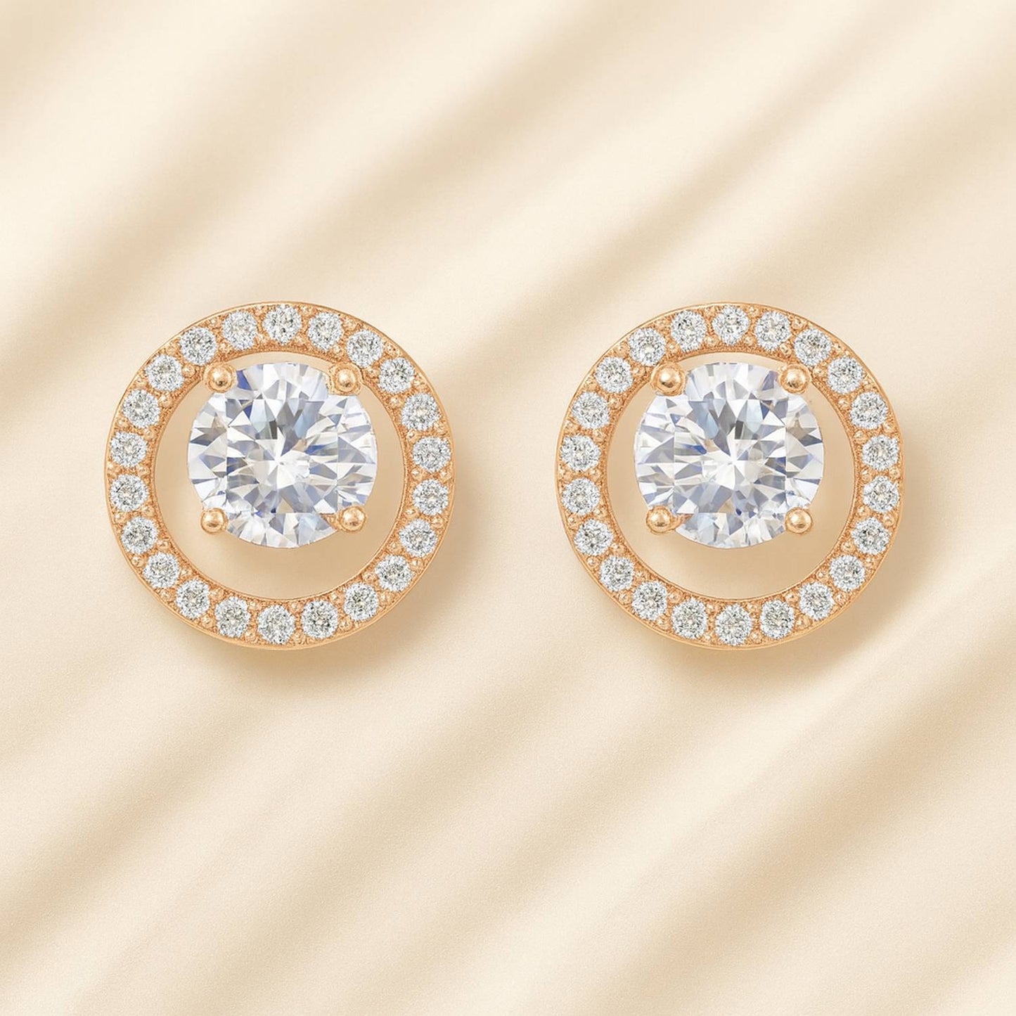 Blush Aura Rosegold Studs Silver Earrings