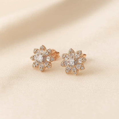 Chic Diamond Rosegold Studs Silver Earrings