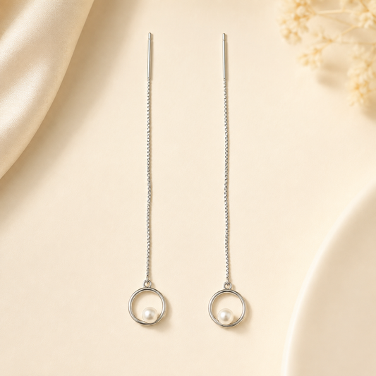 Pearl Halo Sui Dhaga Earrings