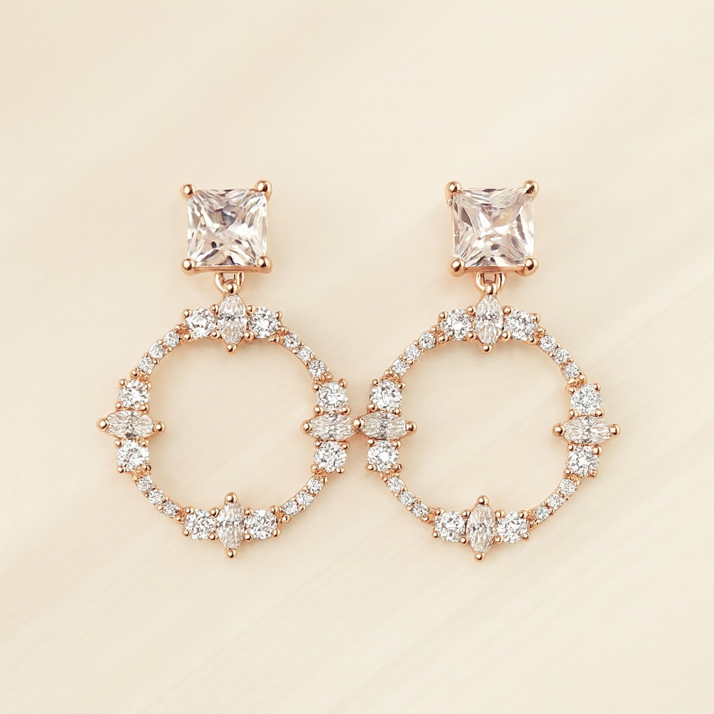Rosegold Grace Danglers Silver Earrings