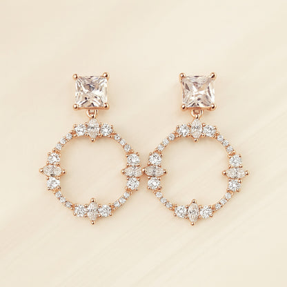 Rosegold Grace Danglers Silver Earrings