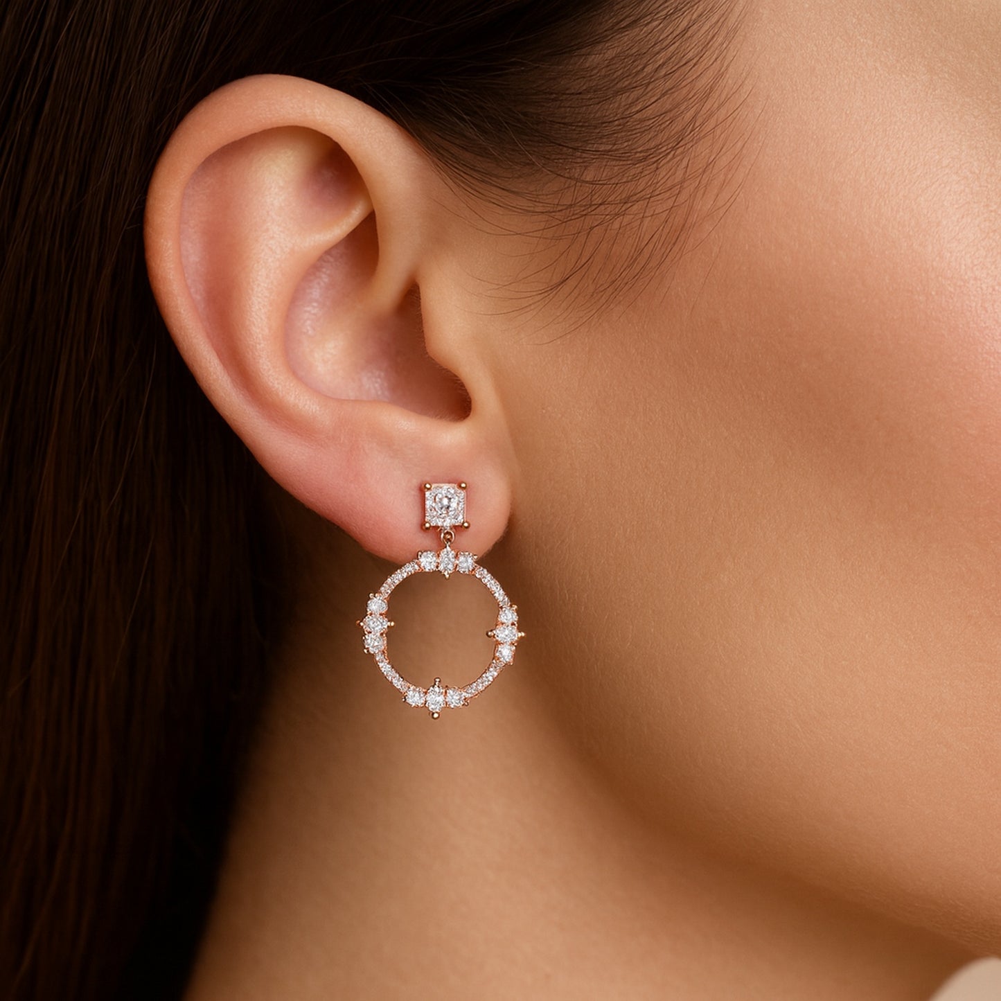 Rosegold Grace Danglers Silver Earrings